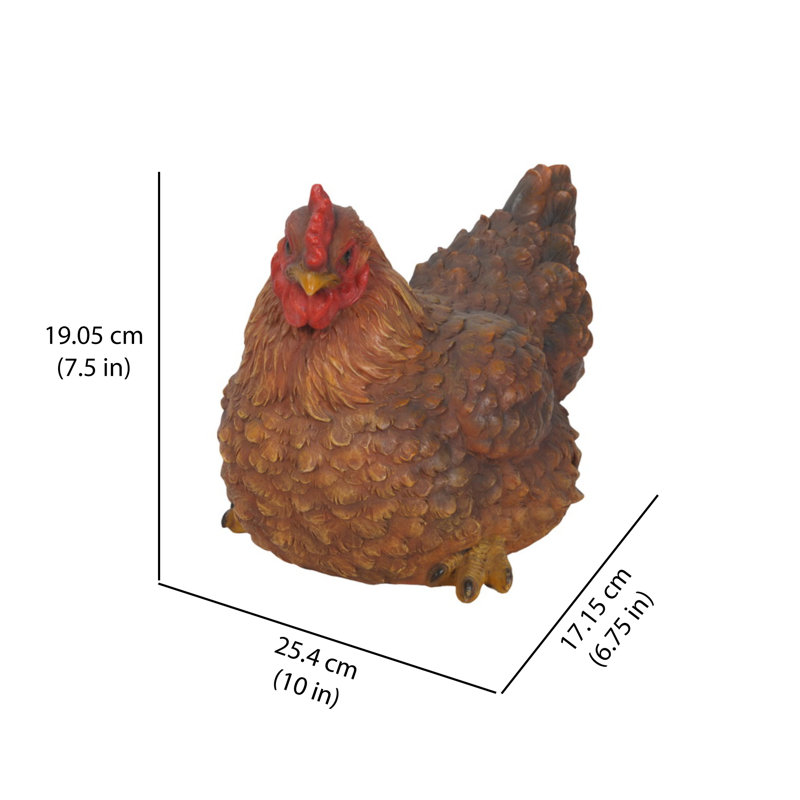 Life-Like Brown Polyresin Squatting Hen Garden Statue