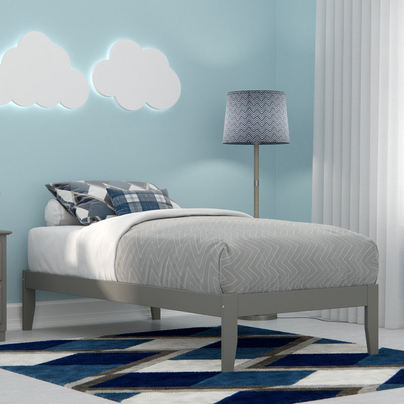 Javaunte Solid Wood Platform Standard Bed, Gray, Twin