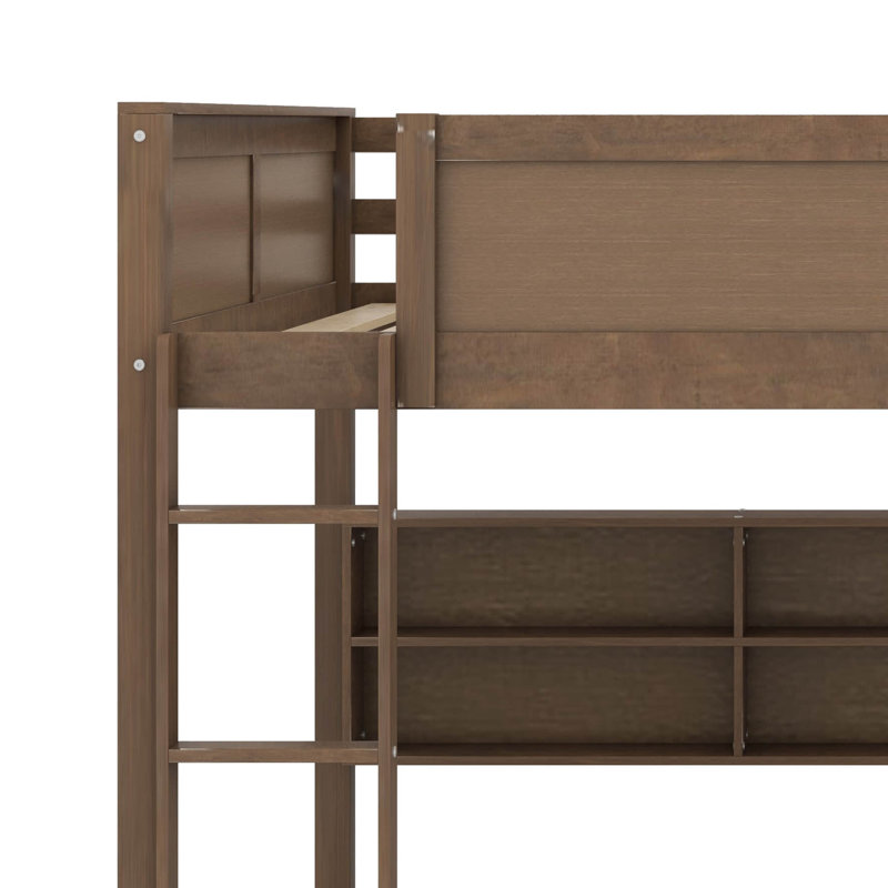 Queen-Sized Over-Queen Bunk Bed Featuring USB Ports And Storage Compartments, Antique Wood