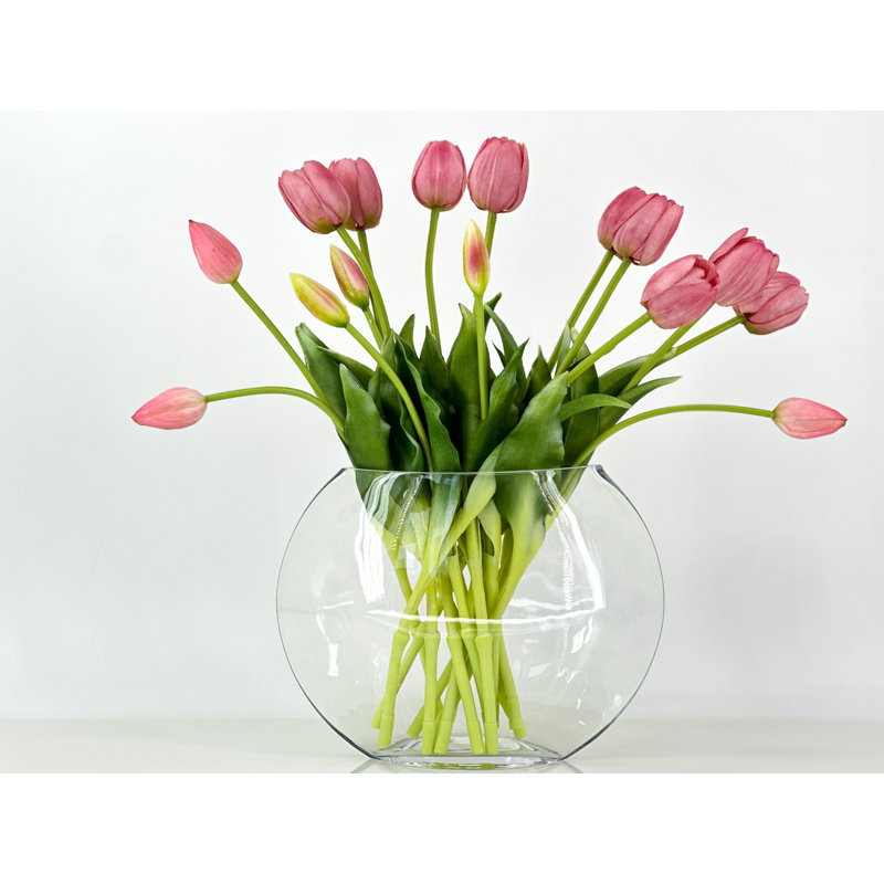 5 vraies tulipes artificielles, Rose saumon