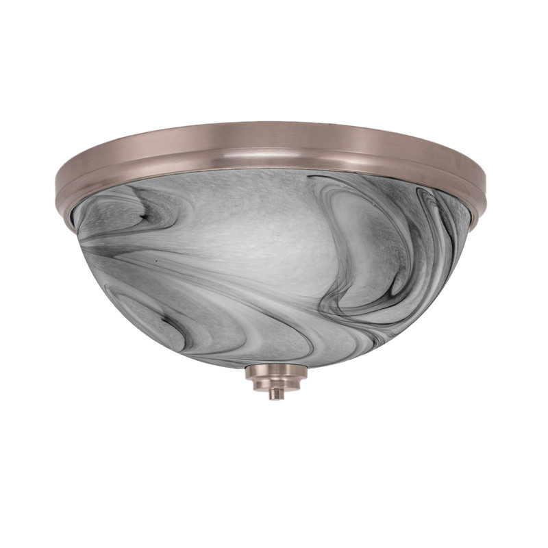 Plafonnier encastré, montré avec verre tourbillon onyx, Nickel brossé, H 8,75 po x l 8,75 po x P 18 po