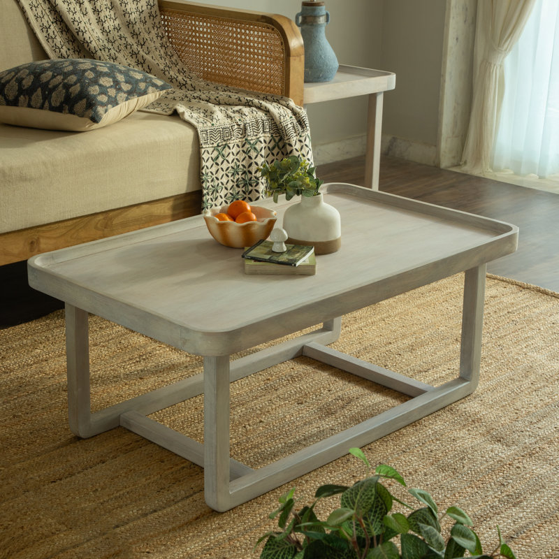 Bryan Solid Wood 40'' Wide Tray Top Coffee Table, White