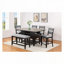 Ensemble de 2 pièces tabouret de bar à hauteur de comptoir noir de style campagnard avec siège et dossier rembourrés de couleur grise-1159979804