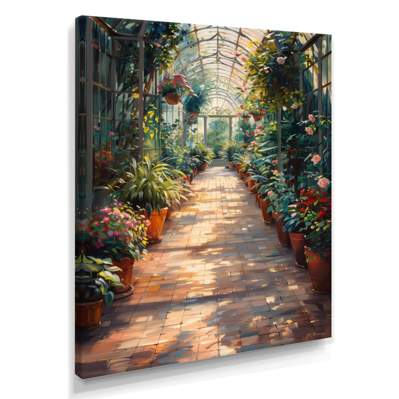 «Green Pink Glasshouse», art mural, Toile tendue, H 24 po x l 32 po