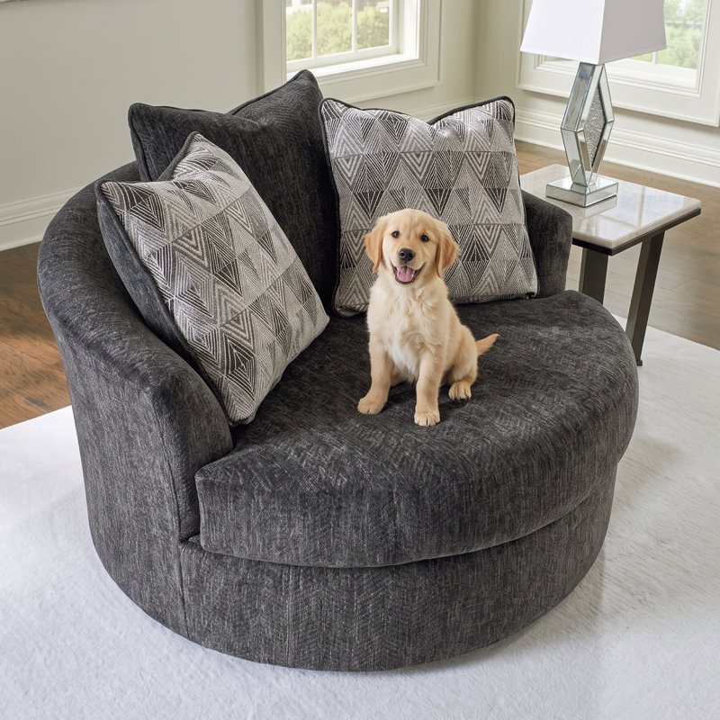 Biddeford Upholstered Swivel Accent Chair, Shadow Polyester