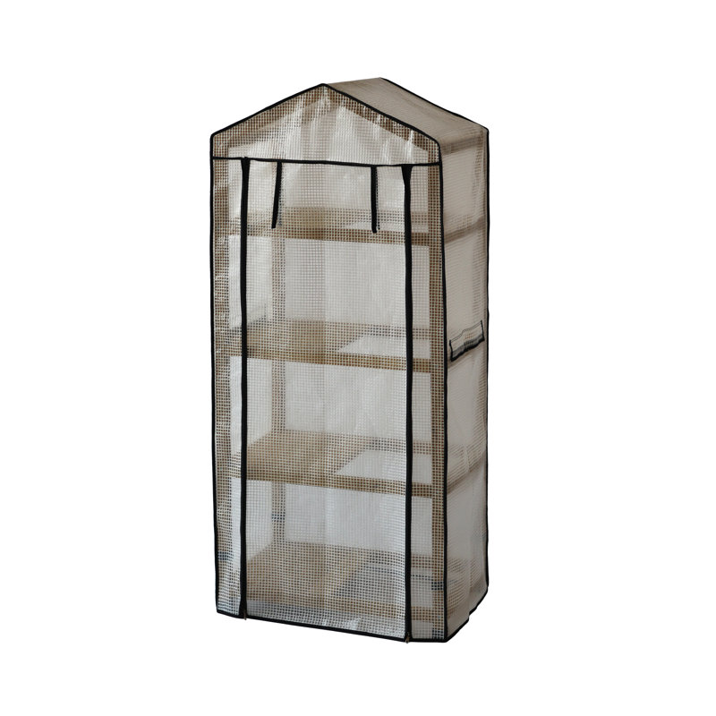 Wooden Greenhouse Nursery & PE Cover, Natural