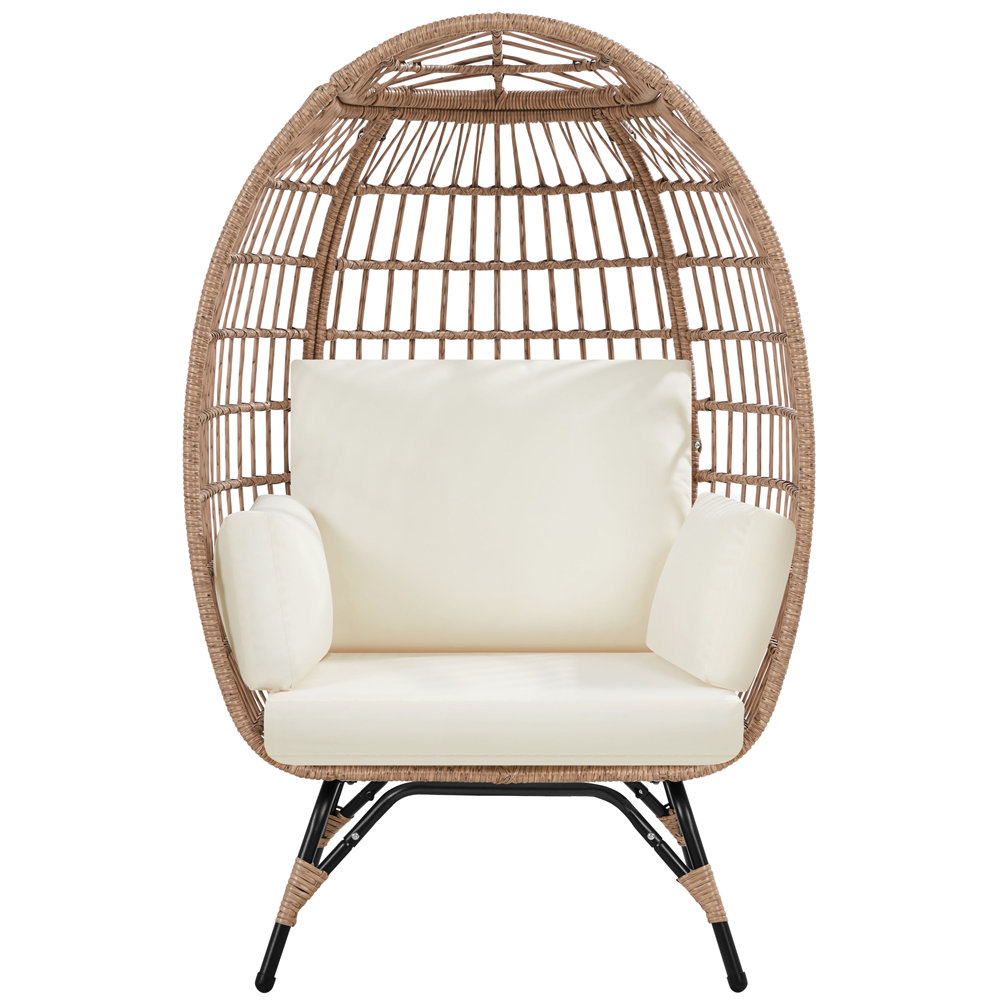 Dakota Fields Cynthie HDPE Rattan Egg-shaped Chair for Patio | Wayfair