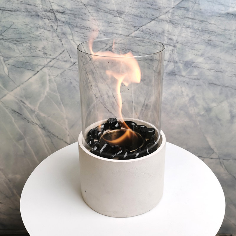 Stone Tabletop Fireplace, Gray