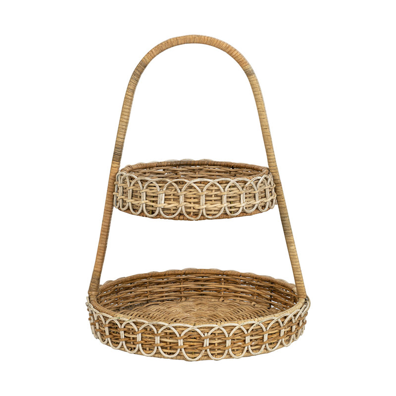 Provence Rattan Two Tiered Server - Whitewash/Natural