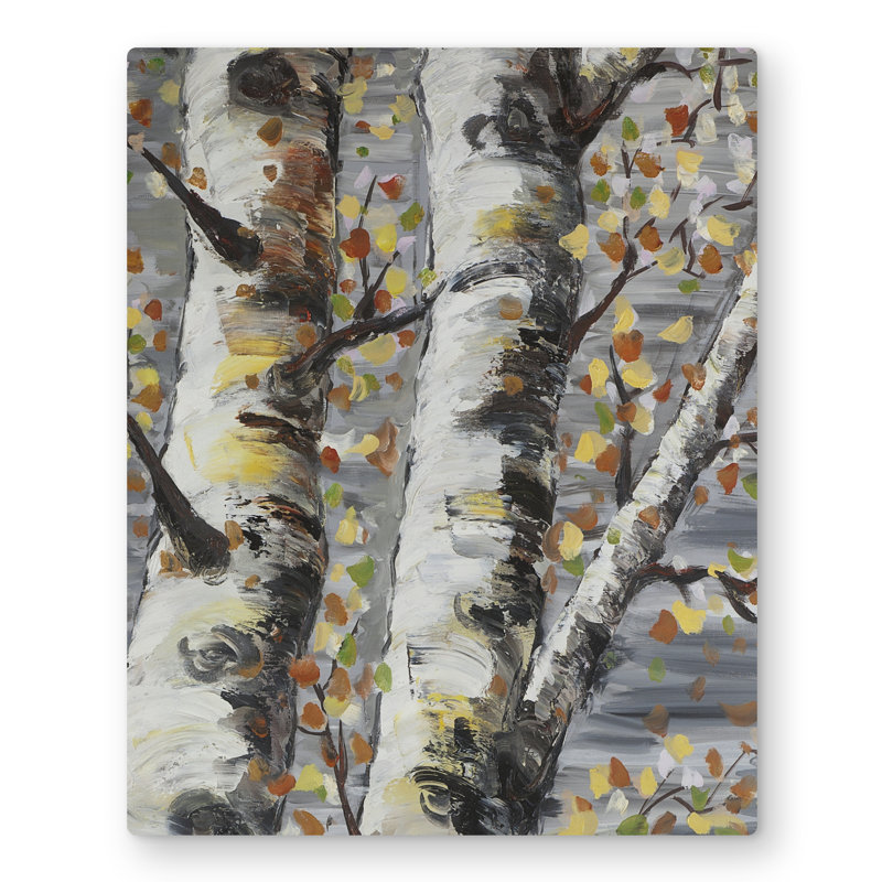 Budding White Birches - Gray Landscapes Metal Print | Home Decor