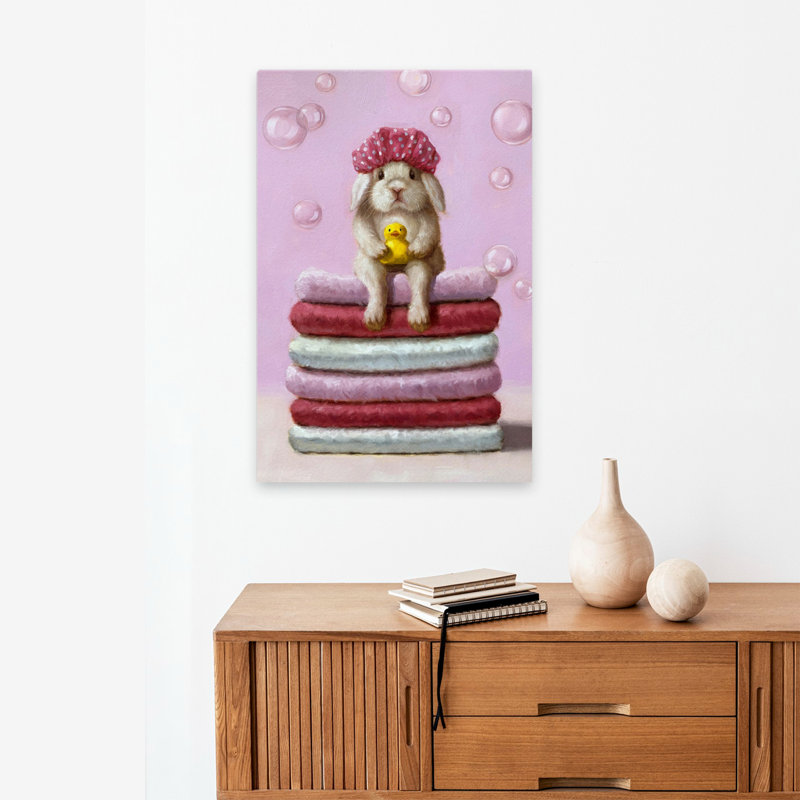 Bath Day - Art animalier surréalisme urbain et pop pour enfants, H 24 po x l 16 po