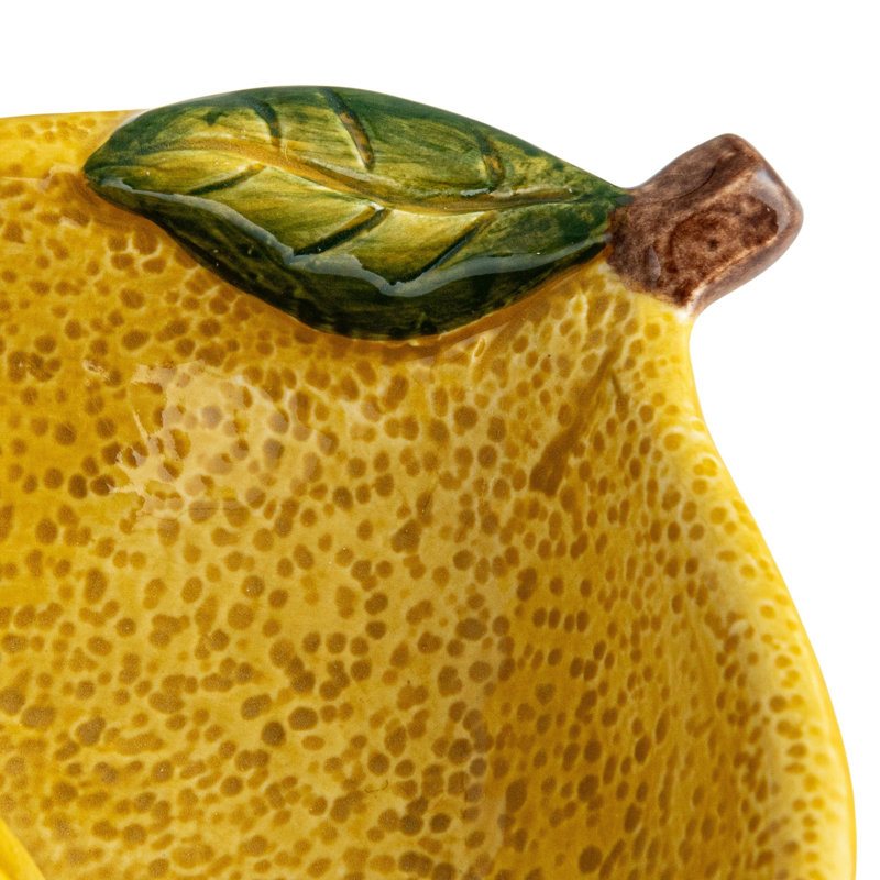 Yellow and Green Stoneware Lemon Shaped Citrus Juicer