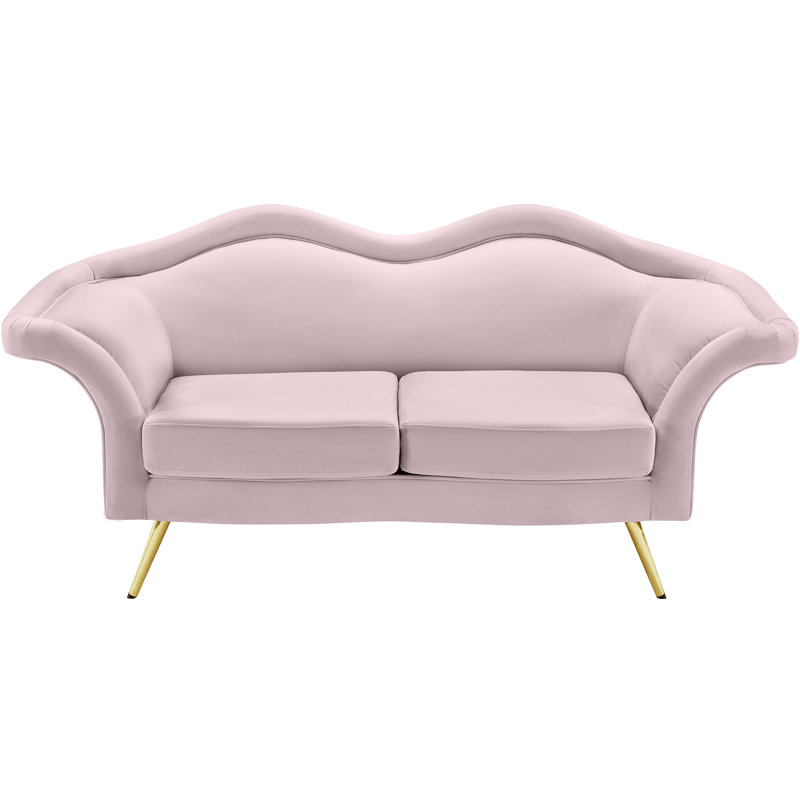 Causeuse en velours Fareedah, Velours rose