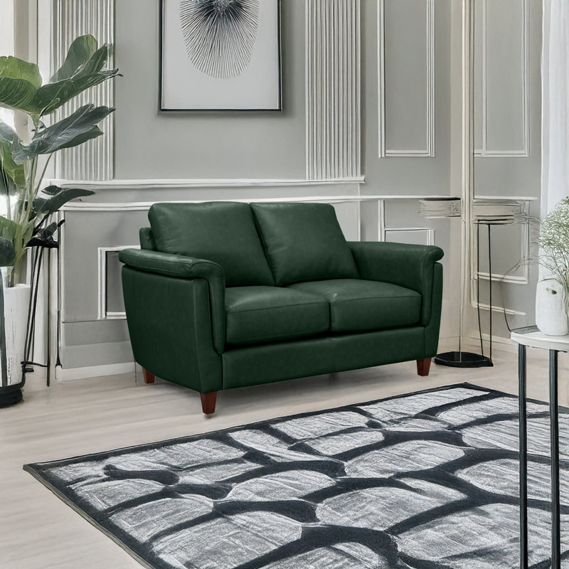 Causeuse en cuir véritable 57 po Rambrij, Vert