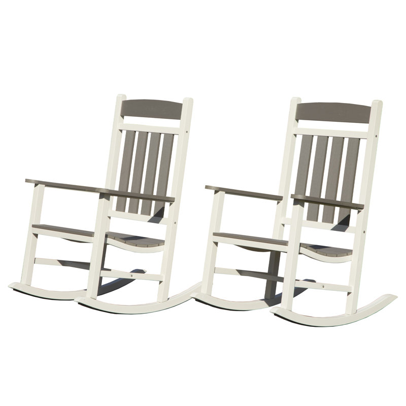 Outdoor Rocking Chairs Set of 2, Durable HDPE Patio Oversized Rockers for Adults, Porch Rocking Chair with 380lbs Support, Weather-Resistant