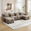 Canapé modulaire de 131,5 po Curve Design avec 2 repose-pieds mobiles et 4 coussins décoratifs-1454970744-1454970746