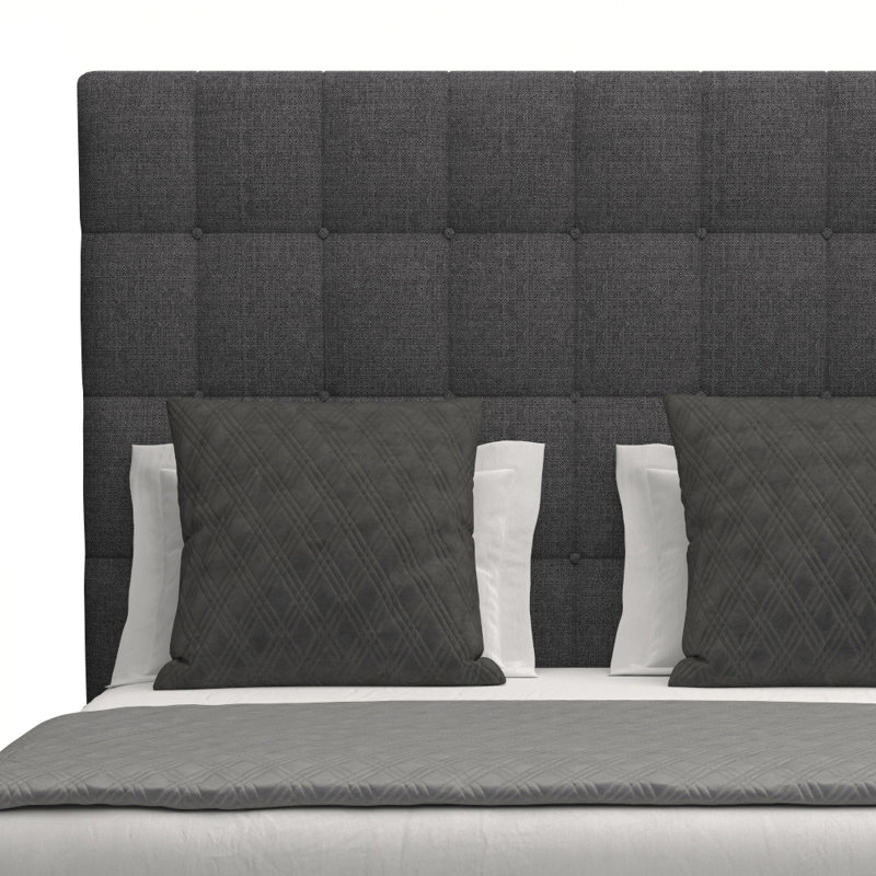 Lit tapissier capitonné standard Dezyah, Revolution® gris anthracite, Très grand