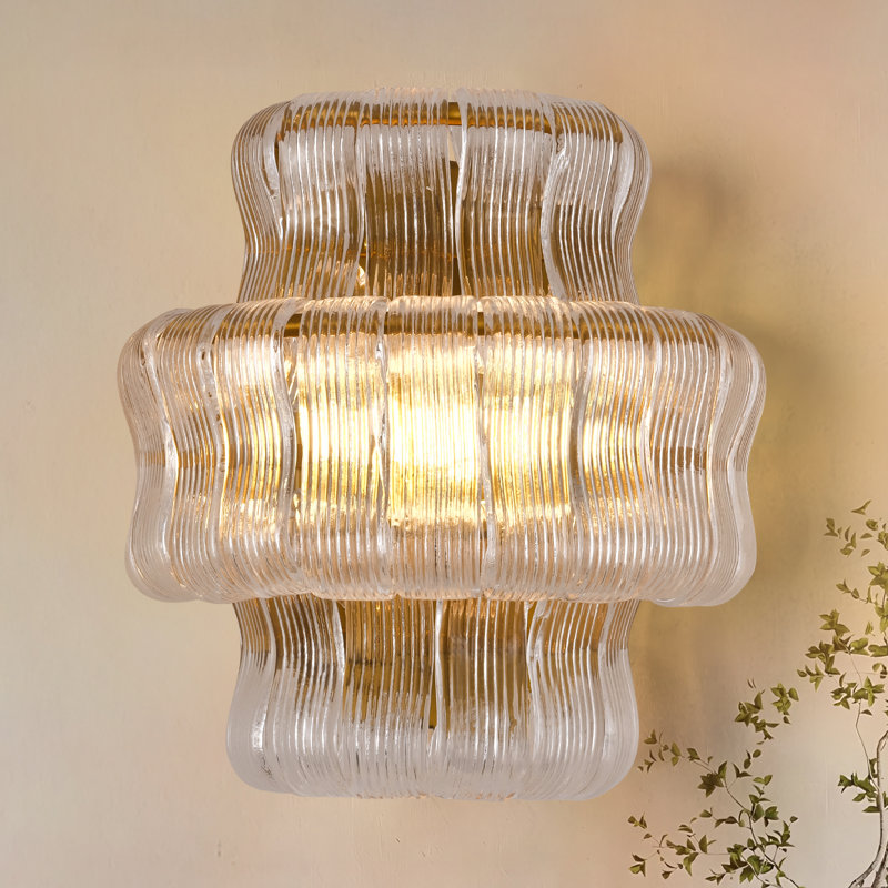 2- Light Iron Flush Mounted Sconce With Clear Glass