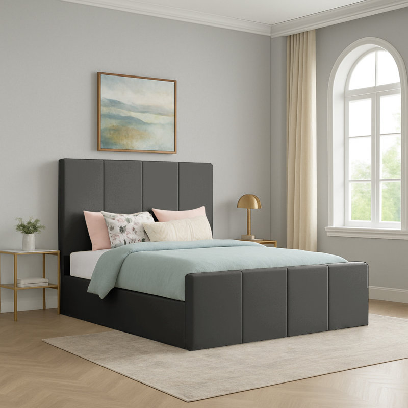 Bigyan Upholstered Ottoman Storage Bed, Asphalt, Super King (6')