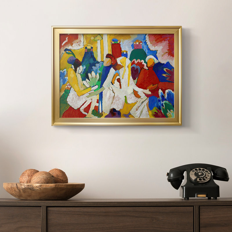 Improvisation 6 (africain) - Wassily Kandinsky - Toile tendue avec châssis, 1909, 18,5 x 24,5, Toile avec cadre, Doré