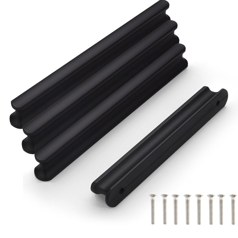 Cabinet Handles 4 Pack Matte Black Drawer Handles 4.72" Length Slim Waist Alumium Pulls, 3.78", Matte Black