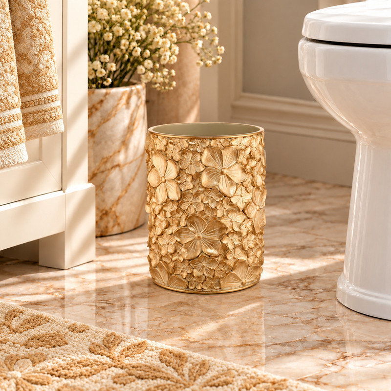 Resin Waste Basket, Doré