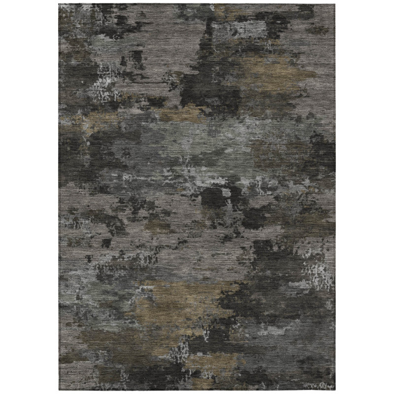 Machine Washable Indoor/Outdoor Chantille ACN2813 Abstract Rug, 10' x 14', Pewter