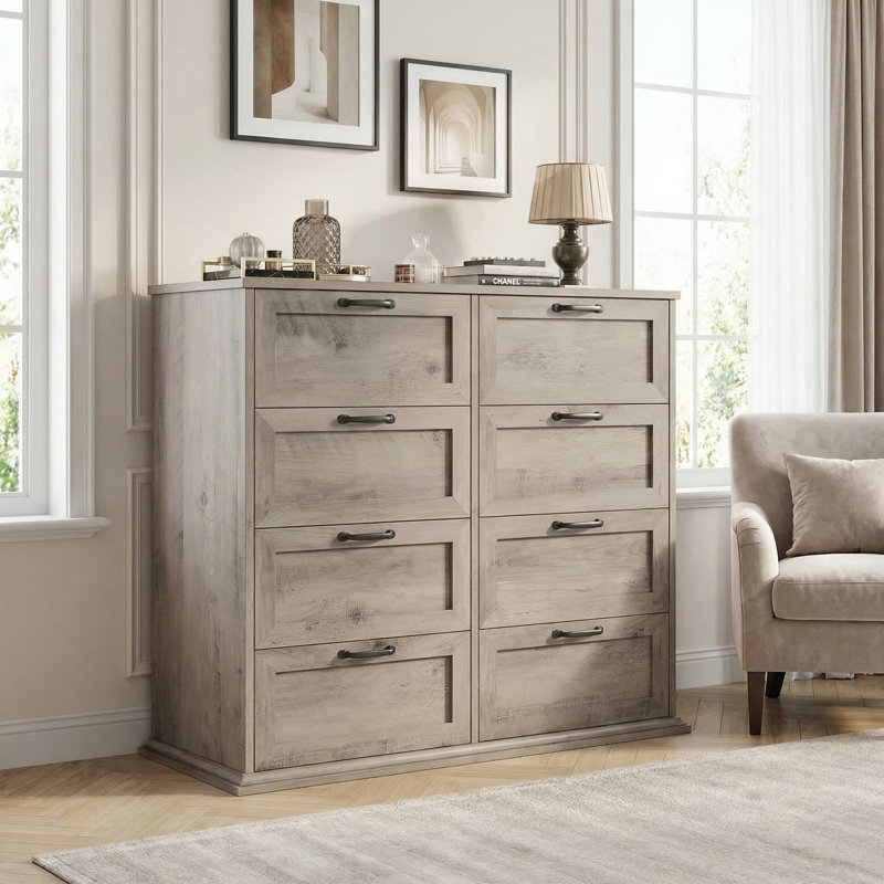 Commode double 8 tiroirs Ausherman, Gris