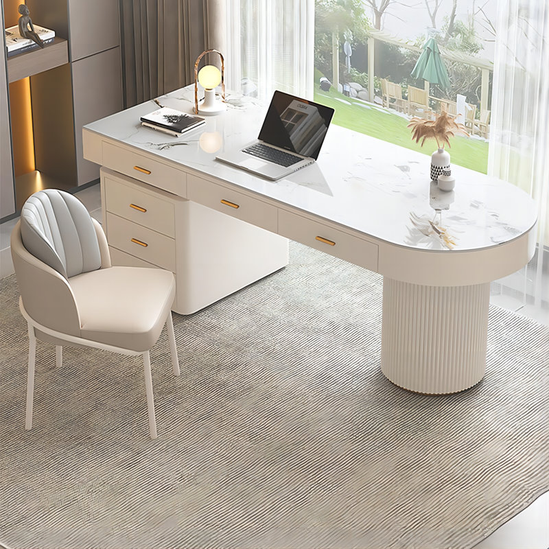Bureau d'écriture en demi-cercle, H 29,53 po x l 55,12 po x P 27,56 po