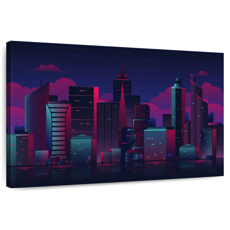 Paysage urbain de nuit Siron, H 20 po x l 30 po
