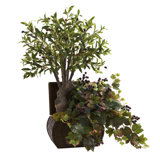 32'' Faux Olive Tree Tree in Wood Planter