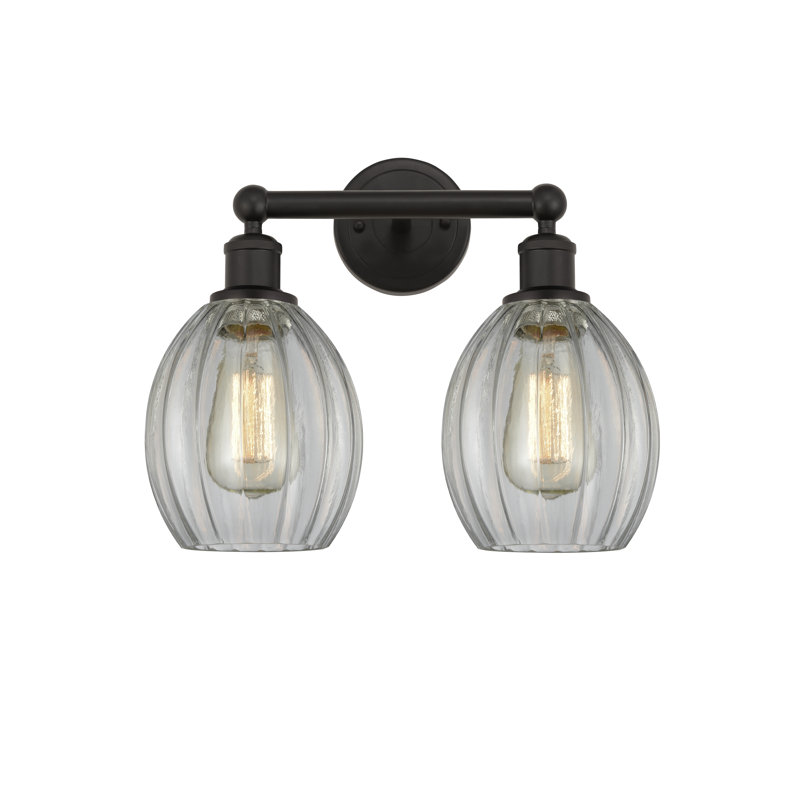 Éclairage pour meuble-lavabo à 2 lumières 14,5 pouces Bolduc, Transparent, Bronze huilé