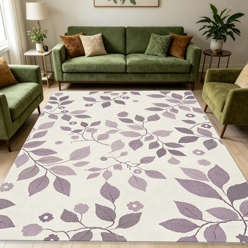 Purple Floral Vine carpet-easy to clean, machine-washable, soft and comfortable; suitable for door mats, kitchens, living rooms, bedrooms, corridors, and laundry areas. Easy to clean, durable carpet for home decoration.