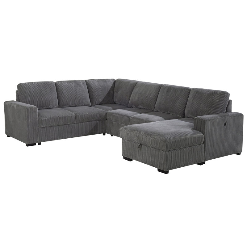 Canapé modulaire gris avec fonction coulissante - Dossier à coussins moelleux, coussins moelleux Melody
