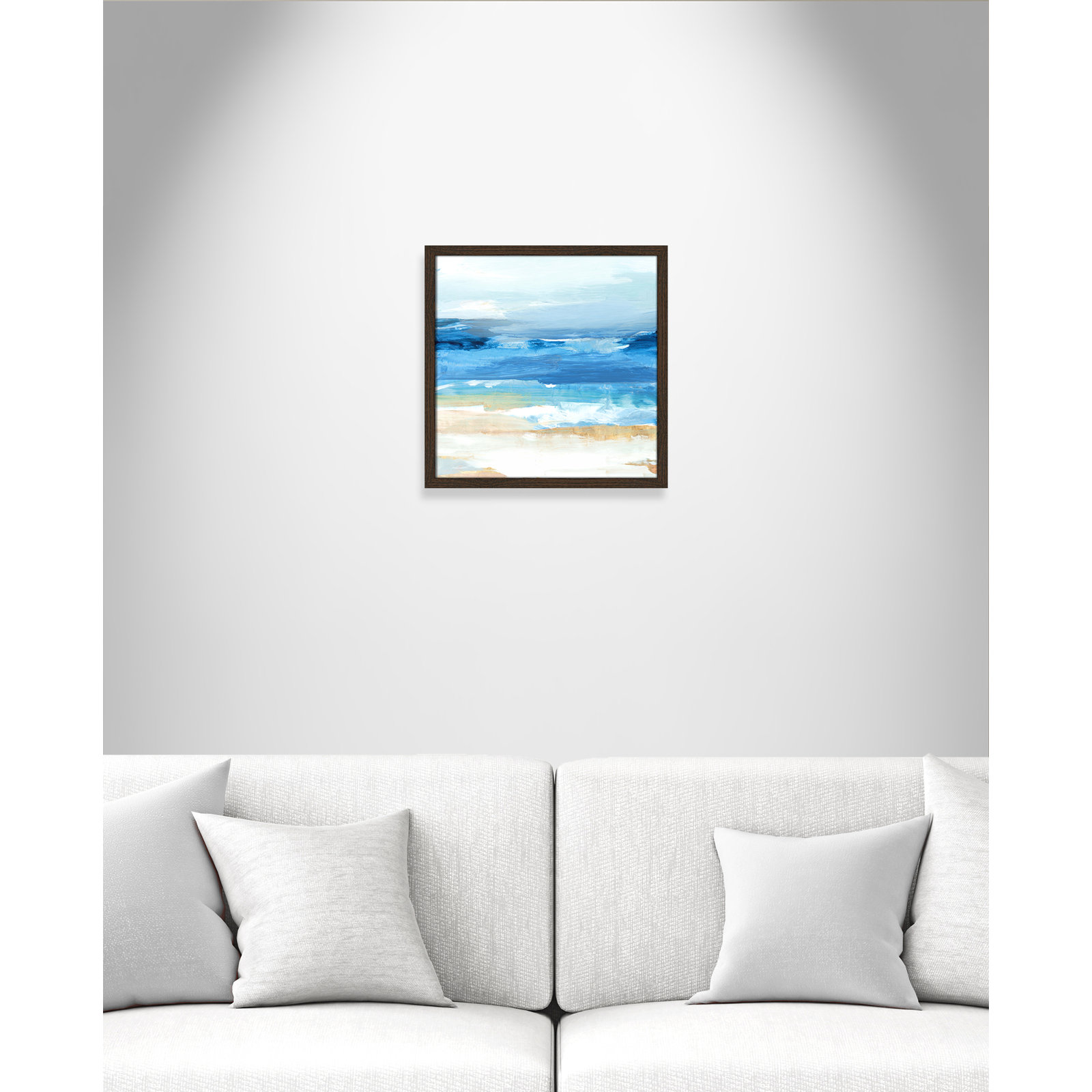 Daphnee "Surface Waves" Painting, 17" H x 17" W x 0.75" D, Walnut Framed
