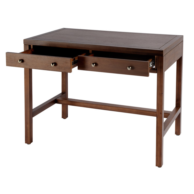 Nora 40 in. W Rectangular Wood 2 Drawer Writing Desk, Walnut 
