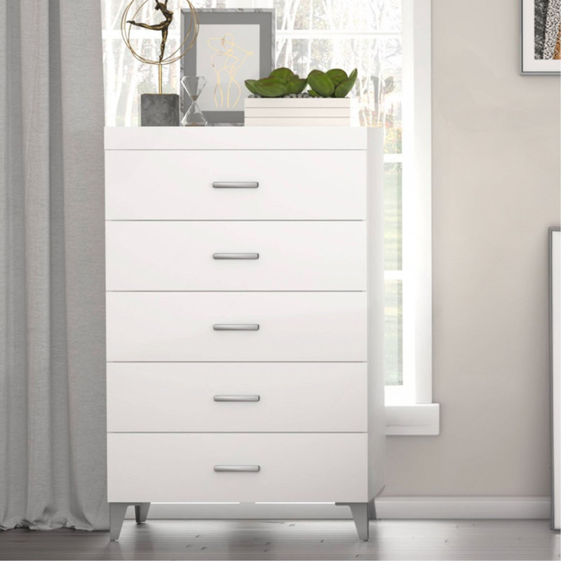 Meuble de rangement contemporain pour chambre à coucher 5 tiroirs 1 pièce