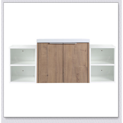 Meuble-lavabo à fermeture en douceur 48 po avec lavabo et deux petites tablettes de rangement