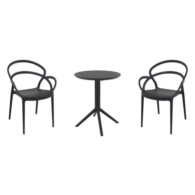 Farrah 24'' Round 2 - Person Bistro Set with Open Back Stacking Chairs