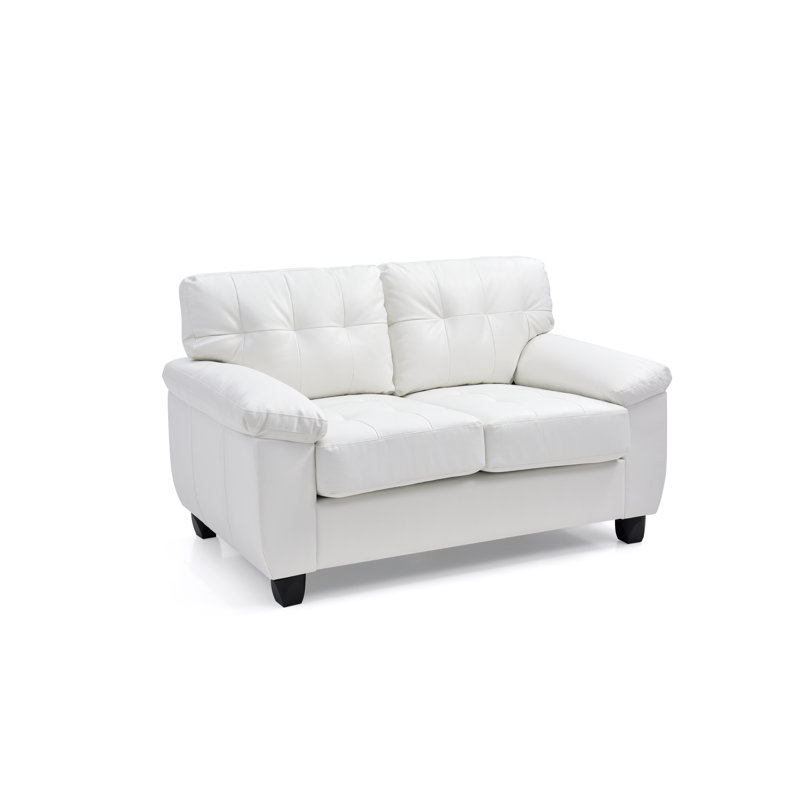 Moran 57" Pillow Top Arm Loveseat, White Faux Leather