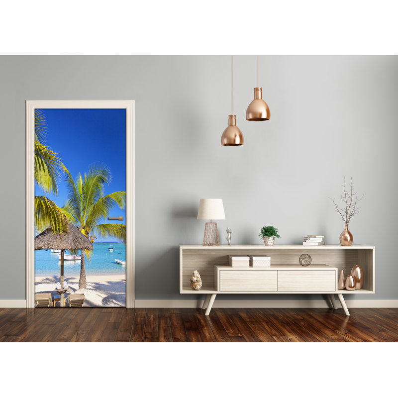 Tropical Beach Door Decal