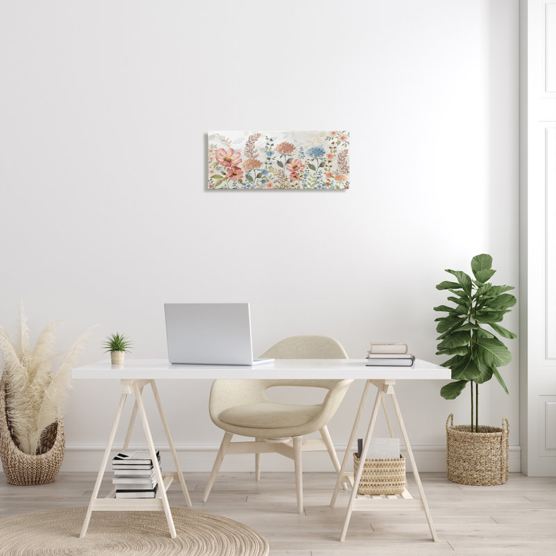 Fleurs de printemps pastel sur toile, H 10 po x l 24 po x P 1,5 po