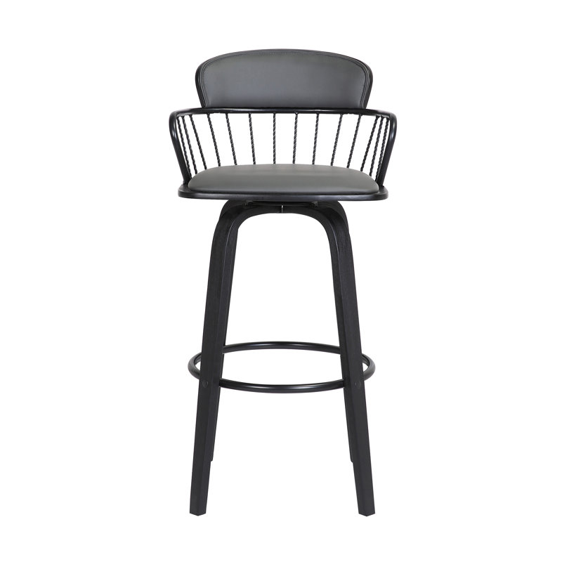 Lynzy Modern Swivel Counter Height Bar Stool, Gray, Black, Counter Stool (25.5" Seat Height)
