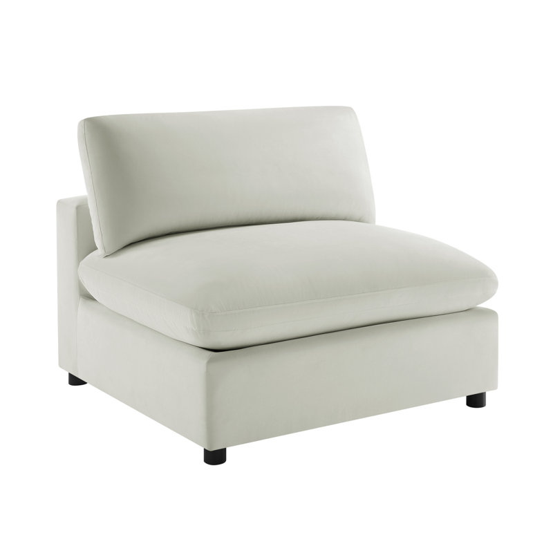 Caylie Armless Slipper Chair - Ivory, Ivory Polyester