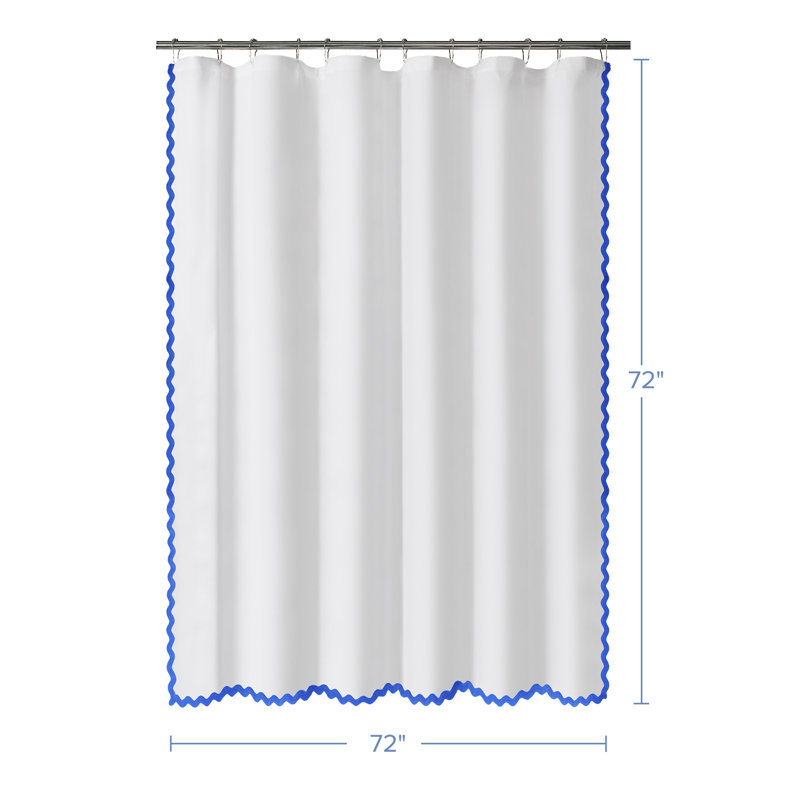 Rideau de douche en tissu tissé festonné, Bleu