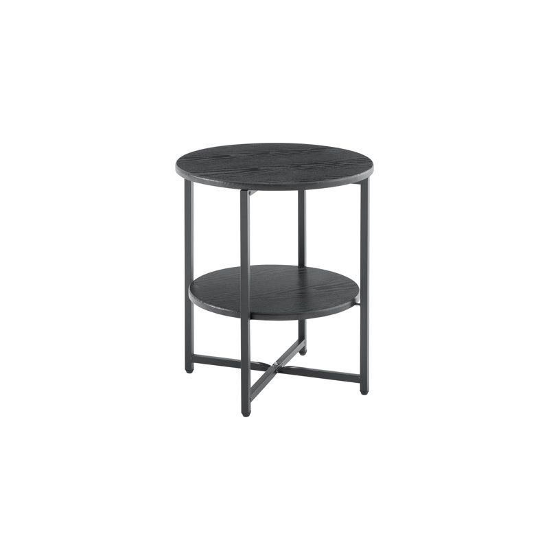 2 - Petite table de chevet ronde noire, pouvant servir de table basse dans le salon, accent pour les espaces restreints, peu encombrante et multifonctionnelle, facile à installer, en fer + 16,01 po, profondeur 18,71 po