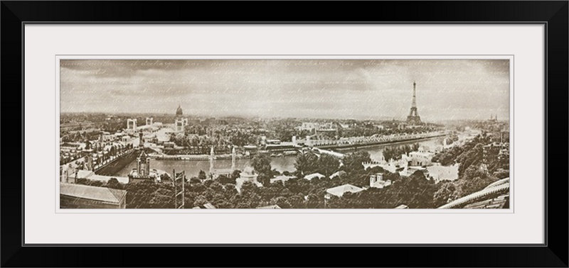 « paris panorama », impression, Cadre noir, H 24 po x l 56 po x P 1 po