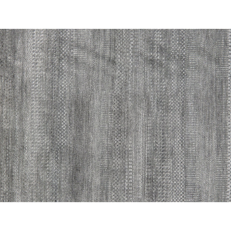 Hand Knotted Wool Area Rug in Black, Rectangle 9'11'' X 13'11'', Gray