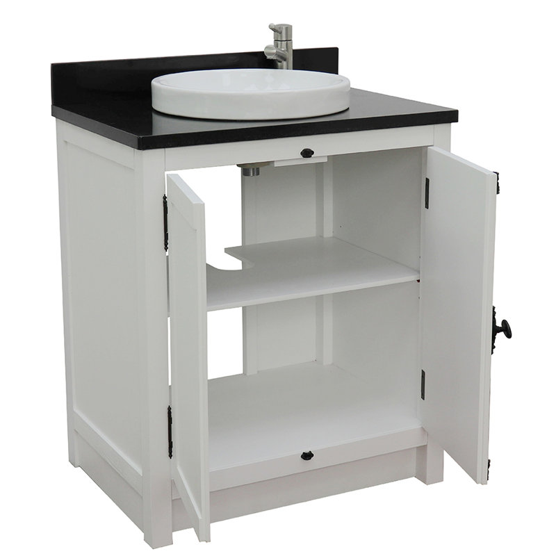 Ensemble de meuble-lavabo simple 31 po Ziemer, Glacier cendré, Noir galaxie