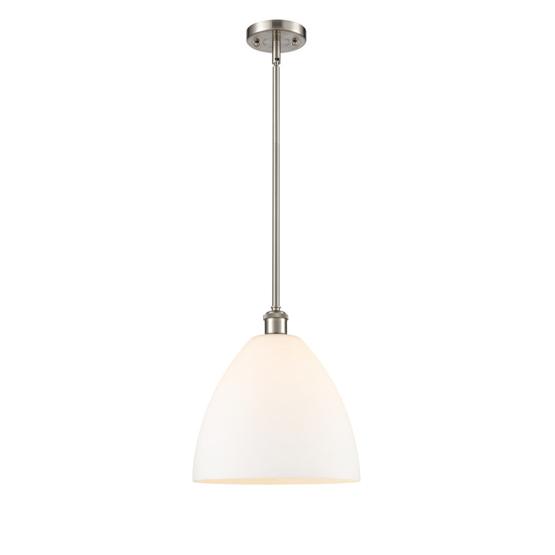 Luminaire suspendu en forme de globe à 1 lumière Alonta, H 45,75 po x l 12 po x P 12 po, Blanc mat, Nickel satiné brossé
